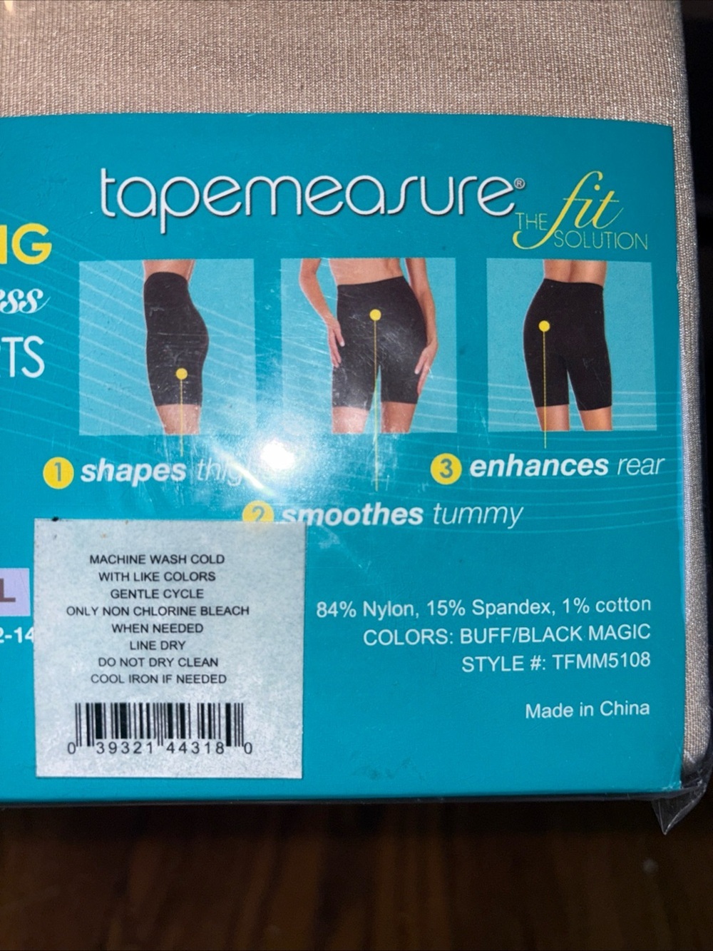 Tapemeasure Tummy Control Seamless Shorts Pk of 2 in Black & Buff Women's XXL N - Picture 6 of 10